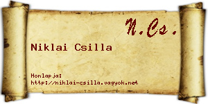 Niklai Csilla névjegykártya